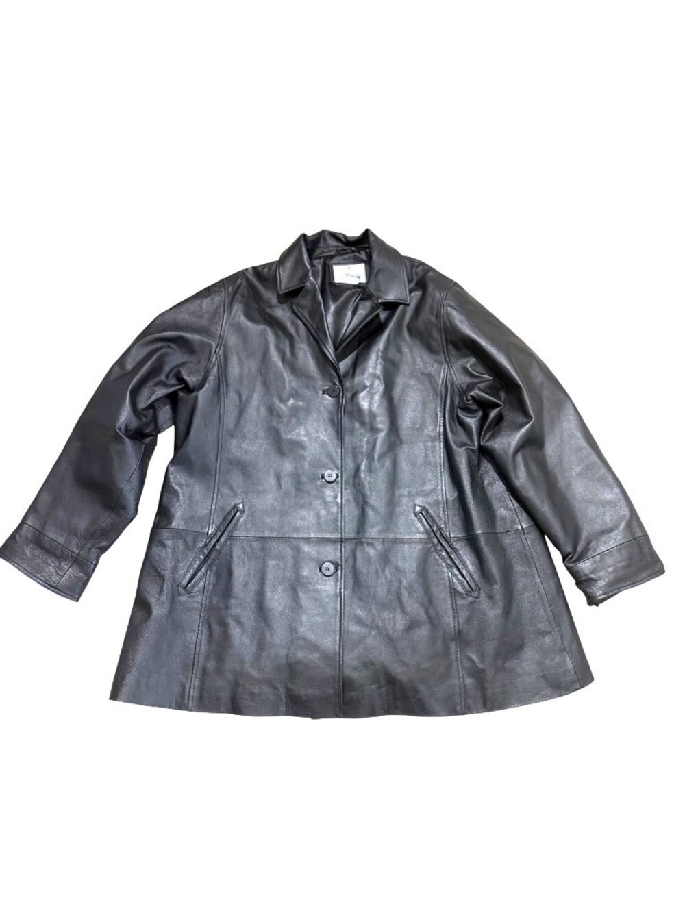 JL Studio Women's Leather Jacket Sz 2X Vintage Y2K Minimalist Button Front Black